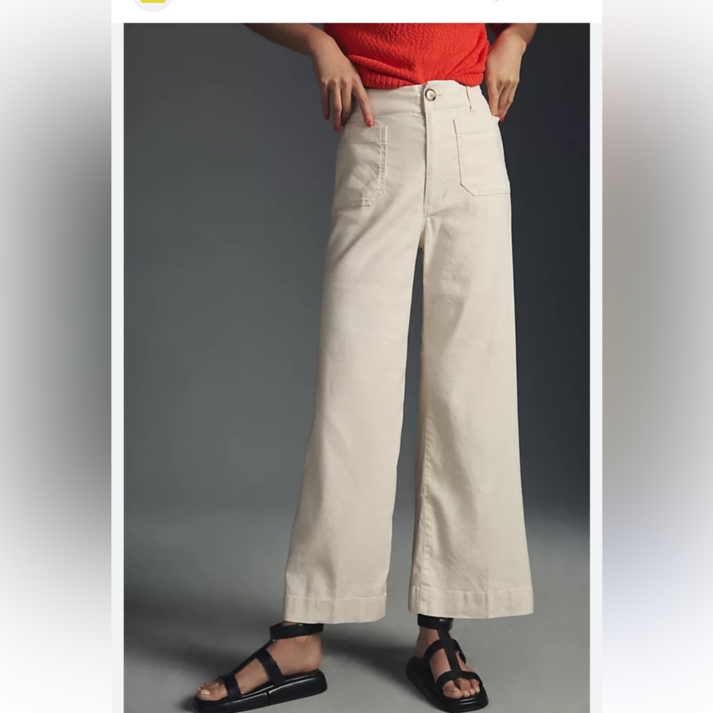 Maeve Cream Ankle Cropped Pants